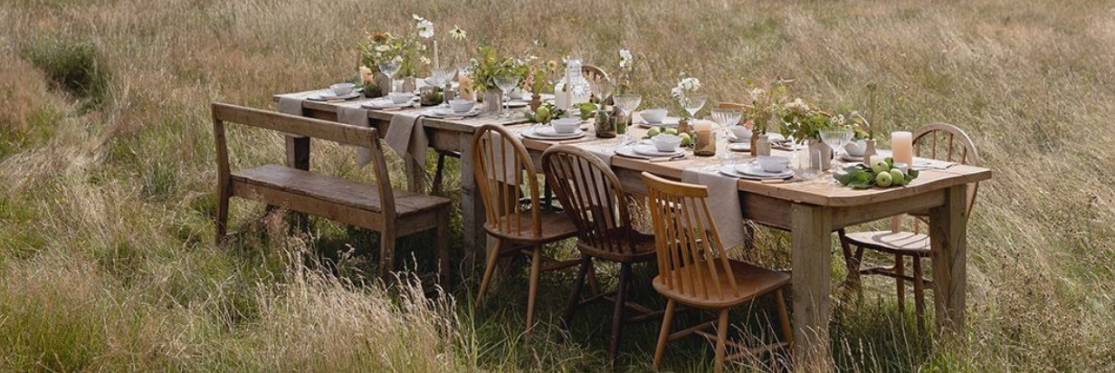 Pink Papers retreat outdoor table